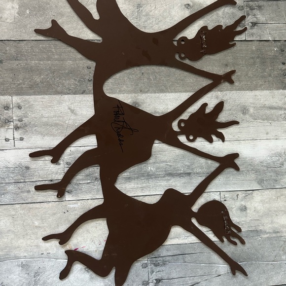 Southwest Metal Art Wall Sculpture Signed Tribal Family Robert Shields - Picture 5 of 7